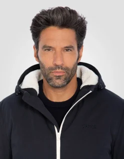 Parka longue bleu marine doublée sherpa - MARINE