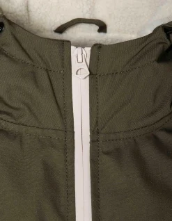 Parka longue kaki foncé doublée sherpa - KAKI FONCÉ