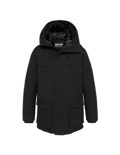 Parka noire à capuche en fausse fourrure amovible - NOIR