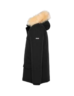 Parka noire à capuche en fausse fourrure amovible - NOIR