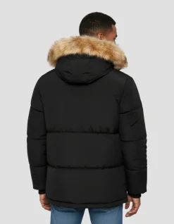 Parka noire à capuche - NOIR