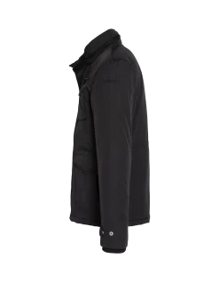 Parka noire multipoches avec capuche sous col - NOIR