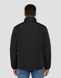 Parka noire multipoches avec capuche sous col - NOIR