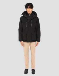 Parka noire multipoches à capuche - NOIR