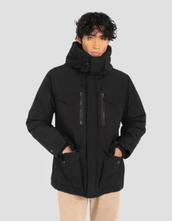 Parka noire multipoches à capuche - NOIR