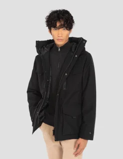 Parka noire multipoches à capuche - NOIR