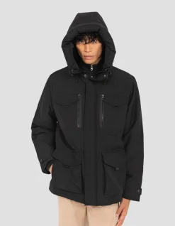 Parka noire multipoches à capuche - NOIR