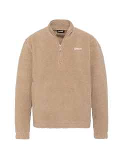 Polaire beige avec col zippé sherpa - BEIGE