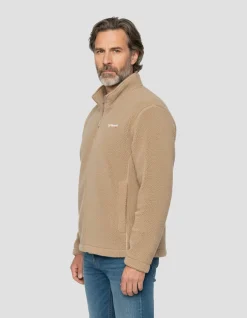 Polaire beige avec col zippé sherpa - BEIGE