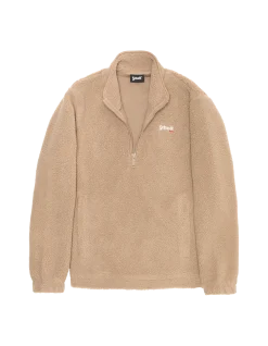 Polaire beige avec col zippé sherpa - BEIGE