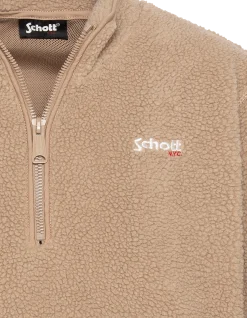Polaire beige avec col zippé sherpa - BEIGE