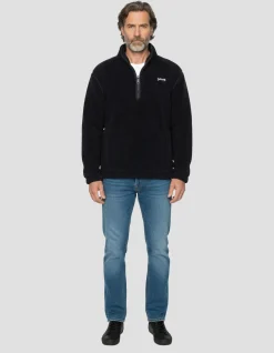 Polaire bleu marine avec col zippé sherpa - MARINE