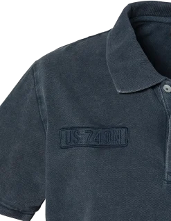 Polo army bleu marine effet délavé - MARINE