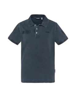 Polo army bleu marine effet délavé - MARINE