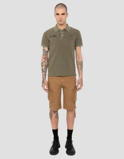 Polo army kaki effet délavé - KAKI