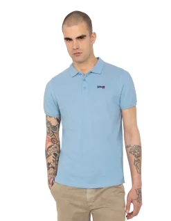 Polo basique bleu pale en maille piquée - BLEU PALE