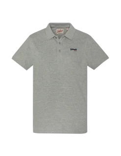 Polo basique gris chiné en maille piquée - GRIS CHINÉ