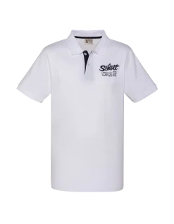 Polo blanc avec logo brodé et patte contrastée - BLANC