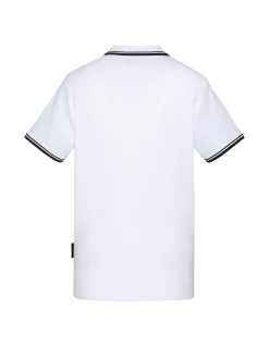 Polo blanc en coton piqué - BLANC
