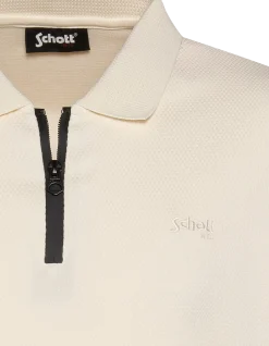 Polo blanc maille effet gaufré - BLANC CASSÉ