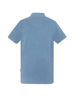 Polo bleu acier effet délavé - BLEU ACIER
