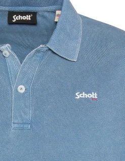 Polo bleu acier effet délavé - BLEU ACIER