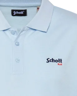 Polo bleu ciel en coton piqué - BLEU CIEL