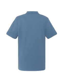 Polo bleu jean avec logo brodé et patte contrastée - BLEU JEAN