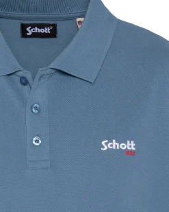 Polo bleu jean en coton piqué - BLEU JEAN
