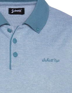 Polo bleu jeans en coton piqué - BLEU JEANS