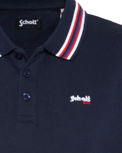 Polo bleu marine avec liserés tricolores - MARINE