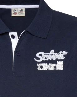 Polo bleu marine avec logo brodé et patte contrastée - MARINE