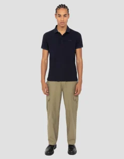 Polo bleu marine effet gaufré - MARINE