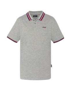Polo gris chiné avec liserés tricolores - GRIS CHINÉ