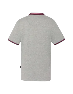Polo gris chiné avec liserés tricolores - GRIS CHINÉ