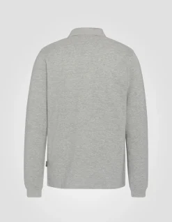 Polo gris chiné à manches longues - GRIS CHINÉ