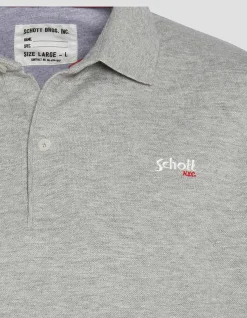 Polo gris chiné à manches longues - GRIS CHINÉ