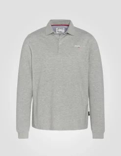 Polo gris chiné à manches longues - GRIS CHINÉ