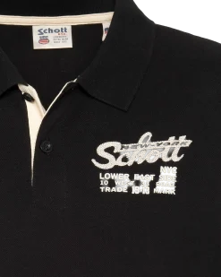 Polo noir avec logo brodé et patte contrastée - NOIR