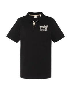 Polo noir avec logo brodé et patte contrastée - NOIR