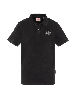 Polo noir délavé avec logo rétro - NOIR DÉLAVÉ