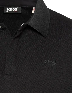 Polo noir effet gaufré - NOIR