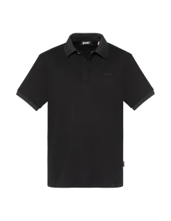 Polo noir effet gaufré - NOIR