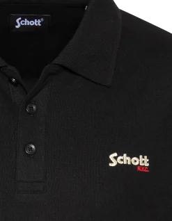Polo noir en coton piqué - NOIR