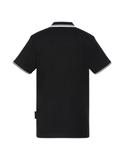 Polo noir en coton piqué - NOIR