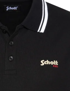Polo noir en coton piqué - NOIR