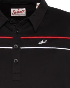 Polo noir en jersey avec liserés contrastés - NOIR