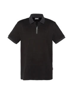 Polo noir maille effet gaufré - NOIR