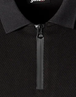 Polo noir maille effet gaufré - NOIR