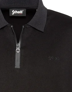 Polo noir maille effet gaufré - NOIR